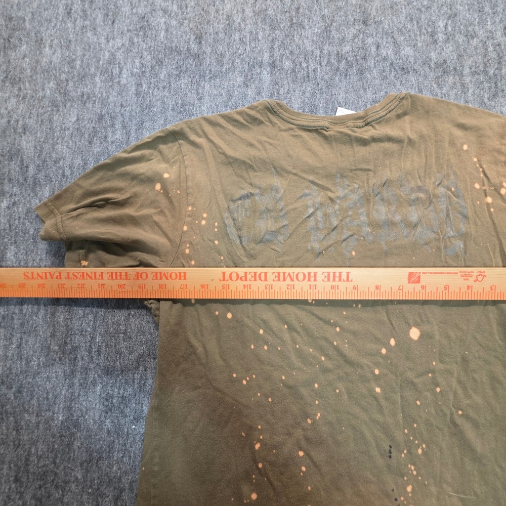 Ed Hardy Love Kills Slowly Rhinestone Bleach Splatter T-Shirt Olive Green M - Picture 12 of 13